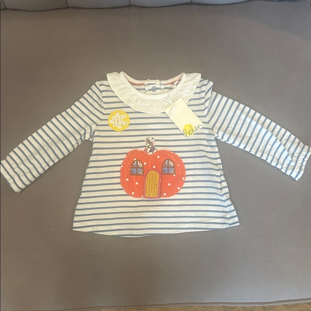 Miami Blue and White Striped Long Sleeve with Orange Carriage